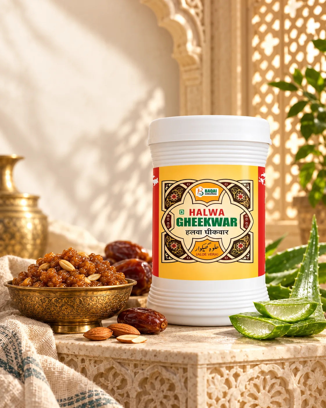 Halwa Gheekwar in a warm product setting